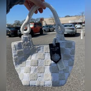 Viral Tiktok White Beaded Made in India mini tote